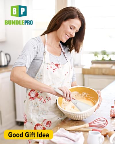 BUNDLEPRO Silicone Cooking Spoons for Nonstick Cookware, One-Piece, 2 Pack - color: White