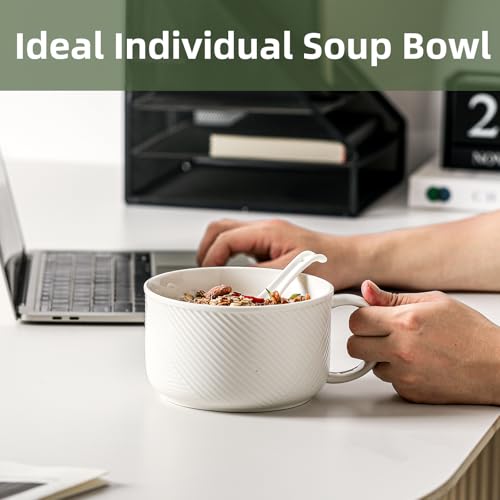 Soup Bowls with Handles, Microwave Safe 38 Oz, White - color: White 2 pcs