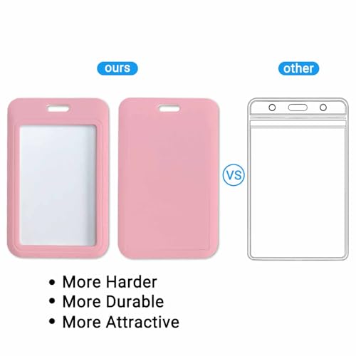 PinkBadge Holder with Retractable Badge Reel Carabiner Clip Card Case for Women Nurse Teacher Student - color: Pink