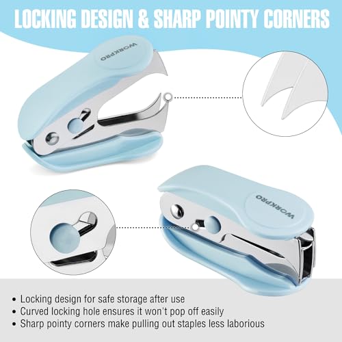 WORKPRO Mini Stapler with Staples, Blue Stapler with Remover, 2000 Staples - color: Blue
