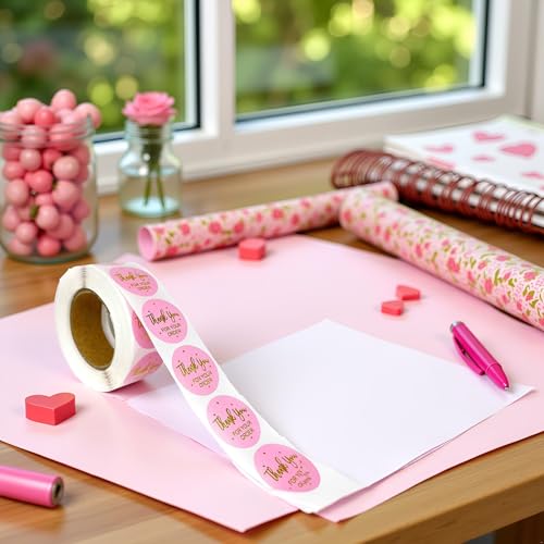 500pcs Pink Thank You Sticker Envelope Seal Scrapbook Sticker Heart Cute Round Stationery Label Stickers Labels, Indexes and Stamps