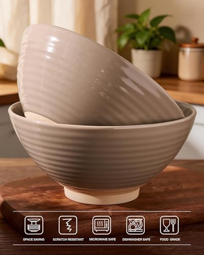 famiware Milkyway 54 oz Large Ramen Bowls Set of 2, Cinnamon Brown - color: Cinnamon Brown