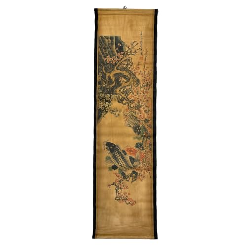 Wall Art Poster Prints Painting Scroll Decor Winter Plum Blossom Koi Fish - color: D4