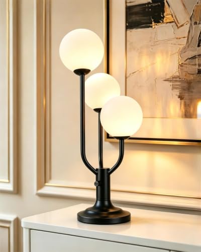 Lightdot Globe Black Table Lamp for Bedroom Gift G9 Bulbs Included Dimmable - color: 11-Black-Globe-3U