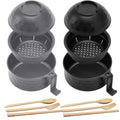 2 Sets 40 oz Microwave Ramen Bowl with Handles, Gray,Black - color: Gray,Black