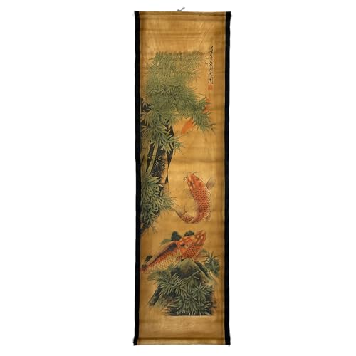 Wall Art Poster Prints Painting Hanging Scroll Decor Asia Summer Koi Fish - color: D2
