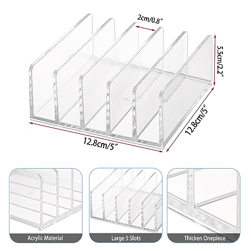 Hipiwe 2-Pack Acrylic File Organizer for Sorting Mail - 5 Slot Mail Sorter