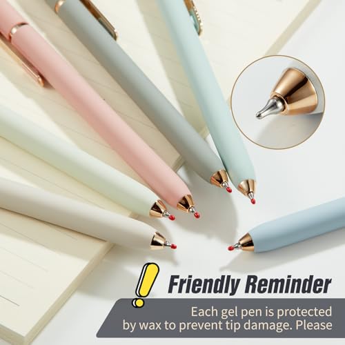Aesthetic Gel Pens,6 Pcs 0.7mm Retractable Quick Dry Black Ink Pens - color: Morandi - 6 pcs