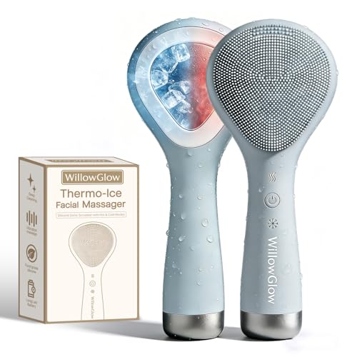 Face Scrubber, Thermal & Cooling Modes, Face Brush, Deep Pore Cleansing, Silicone Face Scrubber, Electric Sonic Vibrations, Facial Cleansing Brush, Waterproof Home Spa & Travel Skincare