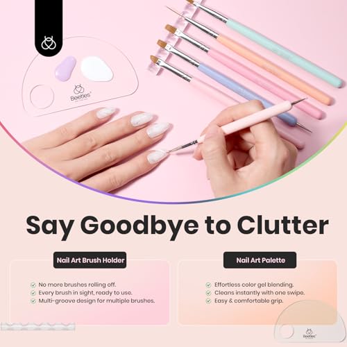 Beetles Nail Art Brushes, 6pcs Nail Art Tool Set - color: C-Multicolor-6