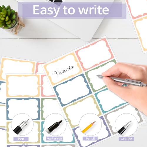 Starboling Name Tag Stickers, 200 Pcs 3"x2" Multicolor Plain Labels With Colorful Border for Office, Meeting, School and Home - color: Multicolor