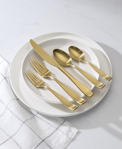 Oneida Moda Gold Satin 20-Piece 18/10 Silverware Set for 4, Flatware - style: Casual