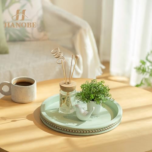 Hanobe Sage Green Decor Tray, Beaded Edge & Distressed Finish - color: Sage Green