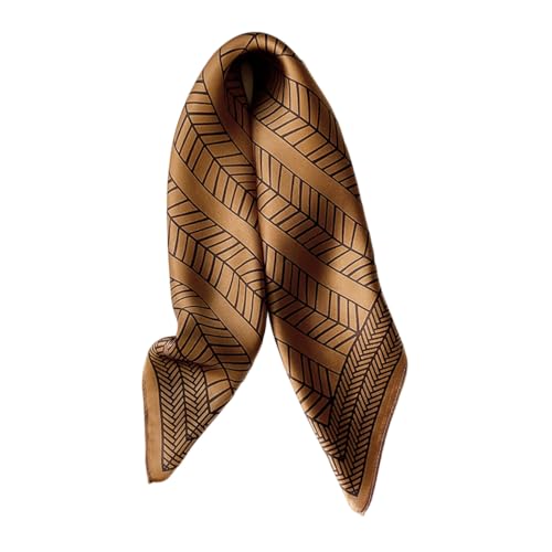 100% Mulberry Silk Neck Scarf for Women Square Neckerchief – 21 inch - color: Brown 6