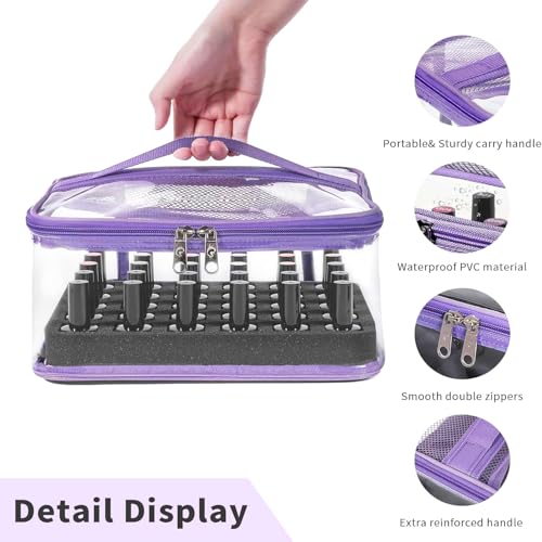 Beloving Nail Polish Organizer Bag Holds 30 Bottles (15ml/0.5 fl.oz) Portable Supplies Organizer Handbag for Manicure Tools, Portable Nail Supplies Kit Organizer Carrying Case (Purple) - color: 3.Purple