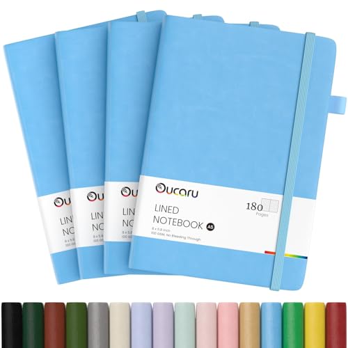 Oucaru 4 Pack A5 Lined Journal Notebook, 180 Pages 100 GSM Paper for Travel - color: Navy Blue, size: 4 Pack