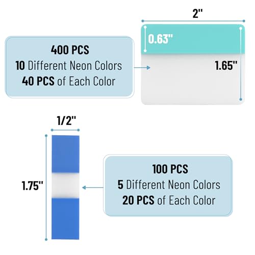 Mr. Pen- Sticky Index Tabs, 500 Pcs, 21 Sets, Colorful - color: Beach