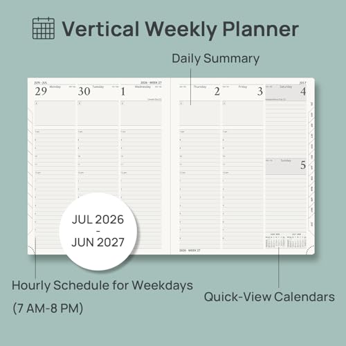 POPRUN Planner 2026-2027, Large-8.5" x 10.5", Academic Weekly Planner - color: Black, size: Large-8.5" x 10.5", style: Academic Year 2026-2027