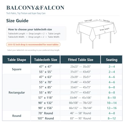 BALCONY & FALCON Rectangle Table Cloth Waterproof Beige 47"x47" - color: Beige, size: 47" x 47" (Square)
