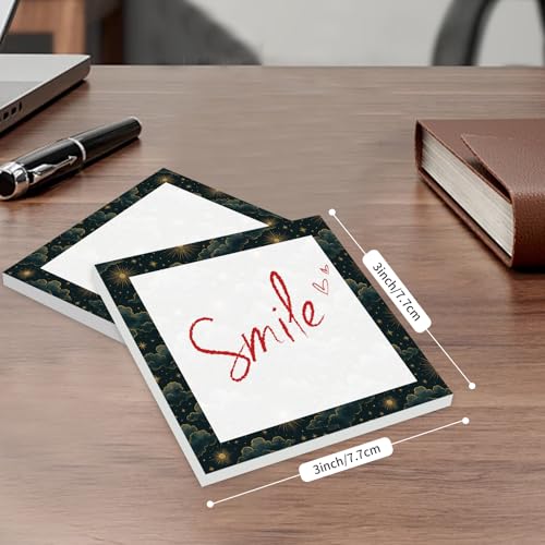 Cute Sticky Notes 3 x 3 in, 2 Pack Self Stick Note Pads with Fun Patterns, Strong Adhesive Memo Pads for Office School Home, 80 Sheets per Pad Starry Sky Clouds - color: Starry Sky Clouds