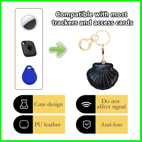 Leather Keychain holder Protective Case Compatible with Apple AirTag - color: Black
