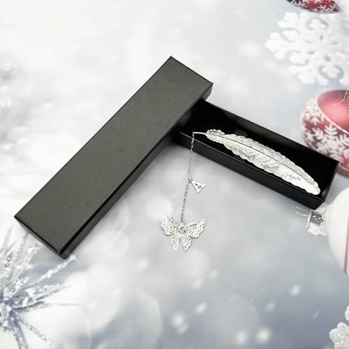 Initial Letter and Butterfly Charm Metal Feather Bookmark (Silver-A) - style: Silver-A