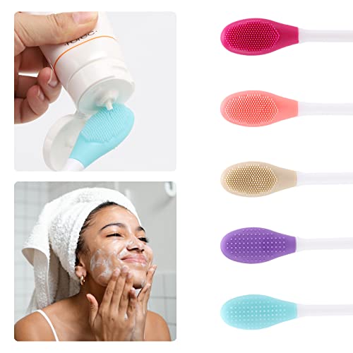 20 Pcs Silicone Face Mask Applicator, 2 in 1 Double-Sided Facial Scrubber Brush Tool, Double-Head Manual Cleansing Brush for Deep Gentle Exfoliating - size: 20Pcs