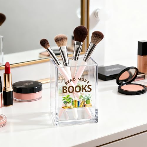 Read More Books Acrylic Pen Holder Makeup Organizer Desk Accessory - color: Transparent55