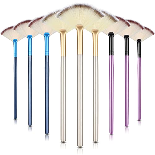 Maitys 9 Pieces Facial Fan Mask Brushes, Blue, Purple, Champagne - color: Blue, Purple, Champagne
