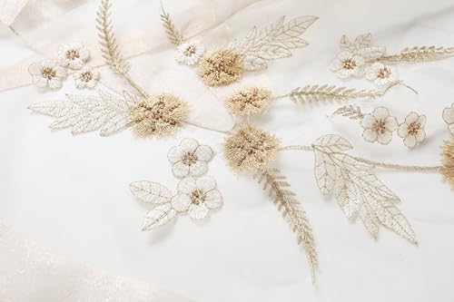 Jeelow Long Silk Blend Embroidered Floral Shawl Scarf Wrap for Women - color: White Bloom