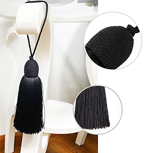 2Pcs Key Tassel with Loop DIY Handmade Craft Accessories,Black - color: Black