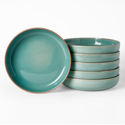 famiware Meteor 33 oz Pasta Bowls Set of 6, Peacock Green - color: Peacock Green, size: Set of 6