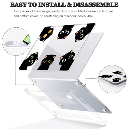 Cute Black Cat Clear Case for 2026 MacBook Neo 13 inch A18 Pro A3404 - color: Funny Cat