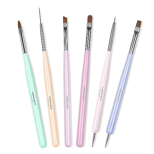 Beetles Gel Polish Nail Art Brushes, 6 Pcs Fingernail Art Design Pens - color: A-Multicolor-6