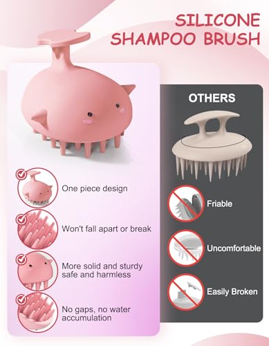 Scalp Massager Hair Growth, Silicone Scalp Scrubber Shower Shampoo Brush - color: Pink