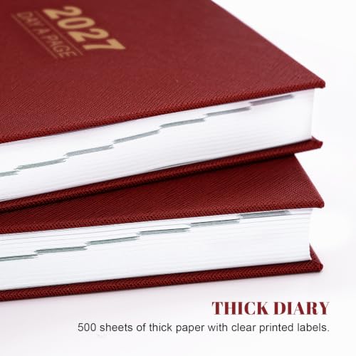 2027 Diary - Diary Full Page Per Day, Daily Planner 2027 - color: Red