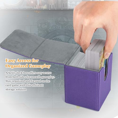 Arkeiliy MTG Deck Box 110+ Storage Sleeved Cards for Magic Commander - color: Purple