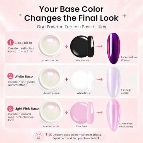 Beetles Chrome Nail Powder Set 8 Colors Mirror Effect Metallic - color: Multicolor-8