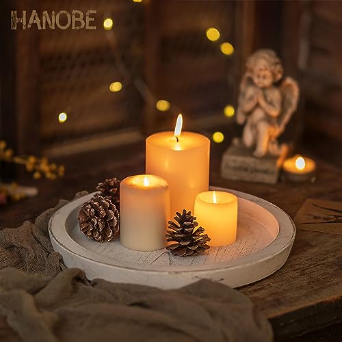 Hanobe Wooden Coffee Table Serving Tray, Farmhouse Candle Holder - color: Rustic White