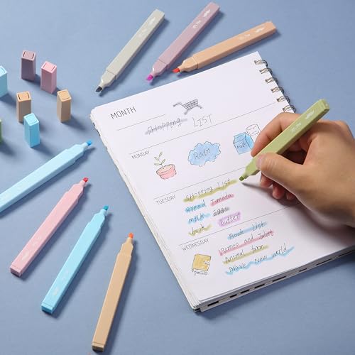 Mr. Pen- Aesthetic Highlighters No Bleed, 8 Pack, Assorted Colors | Chisel Tip, Cute Highlighters Assorted Colors for Journaling, Highlighting, Underlining, Fast Dry, Back to School Supplies - color: Pastel & Vintage Colors, size: 8 Pack