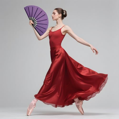 QIRMIZI 10PCS Large Folding Hand Rave Fan - Popping Fan Clacking Fans for Chinese Kung Fu, Tai Chi, Dance, Music Festivals,Carnivals, Weddings, EDM Events, Parties & Decorations,Purple - color: Purple