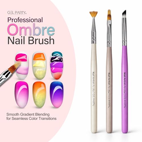 GELPARTY 21 Pcs Pastel Nail Art Brush Set for Gel Polish, Acrylic & Ombre – Professional Detail Liner Brushes, Dotting Tools, Silicone Sculpting Pens & Gradient Painting Kit for DIY Manicure