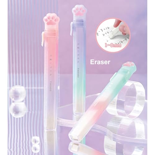 MOZXIRZ 9 Pcs Cute Green Stationery Set Cat Paw School Supplies Kawaii Office Supplies Including Pens Highlighter Pencil Sharpener Eraser Correction Tape Ruler Sticky Flag Tabs (Gradient Green) - color: Gradient Green