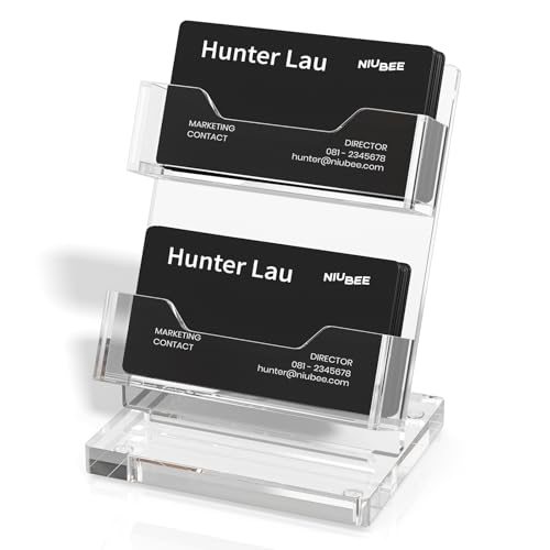 NIUBEE Acrylic Business Card Holder Gift Card Display Stand for Desk Office