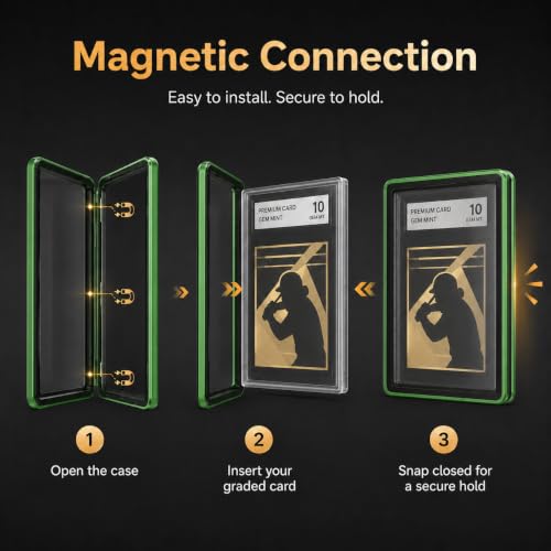 PSA Slab Case, Magnetic 9-Point Lock Display Protector,Green - color: Green