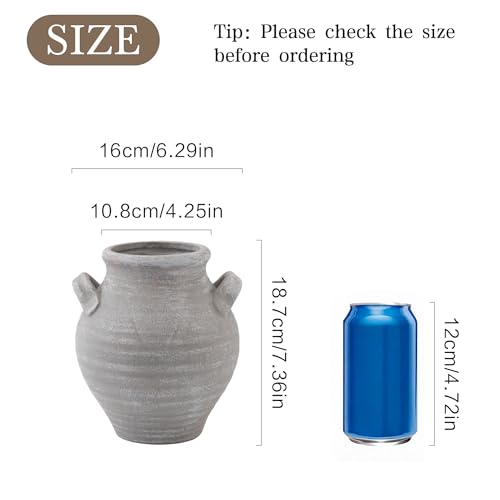 Textured Ceramic Vase, Small Rustic Farmhouse Flower Vase for Home Decor - color: Small Rustic Vase