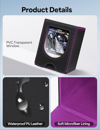 Card Deck Box for MTG Commander, fits 100+ Double-Sleeved Cards - color: A-Black&Purple
