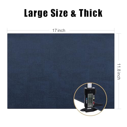 Homaxy PU Faux Leather Placemats for Dining Table, Set of 6, Navy Blue - color: Navy Blue