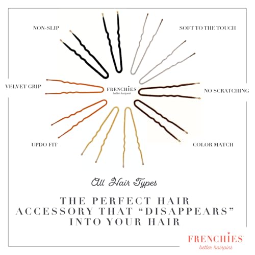 Frenchies Velvet Coated French Hair Pin, Non Slip, 20 Count, Brown - color: Brown