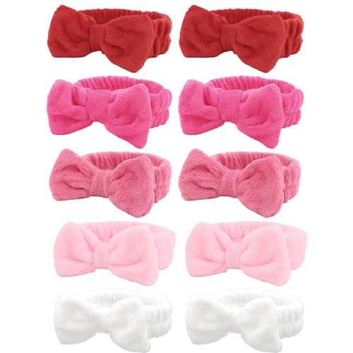 10 Pack Red Valentine Soft Spa Headbands Bulk for Women Girls - color: Multicolor 01